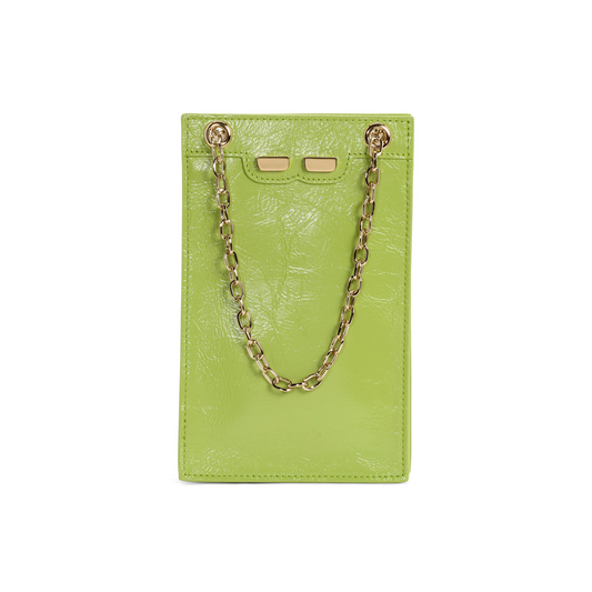 Catherine Cellphone Pouch in Green Patent Leather