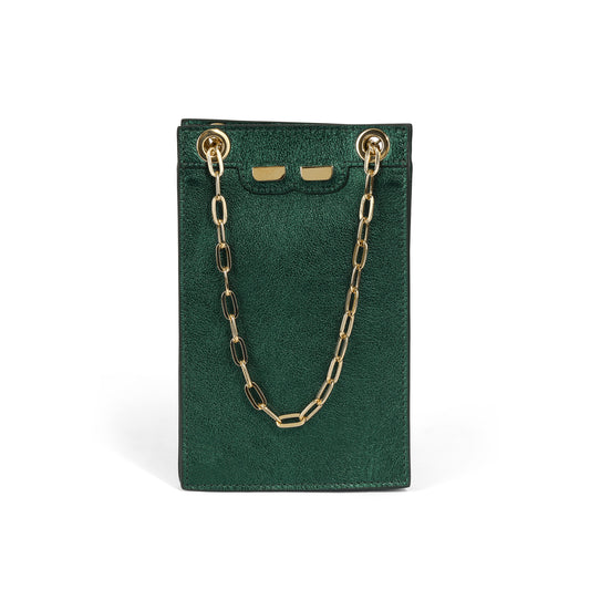 Catherine Cellphone Pouch in Metallic Green