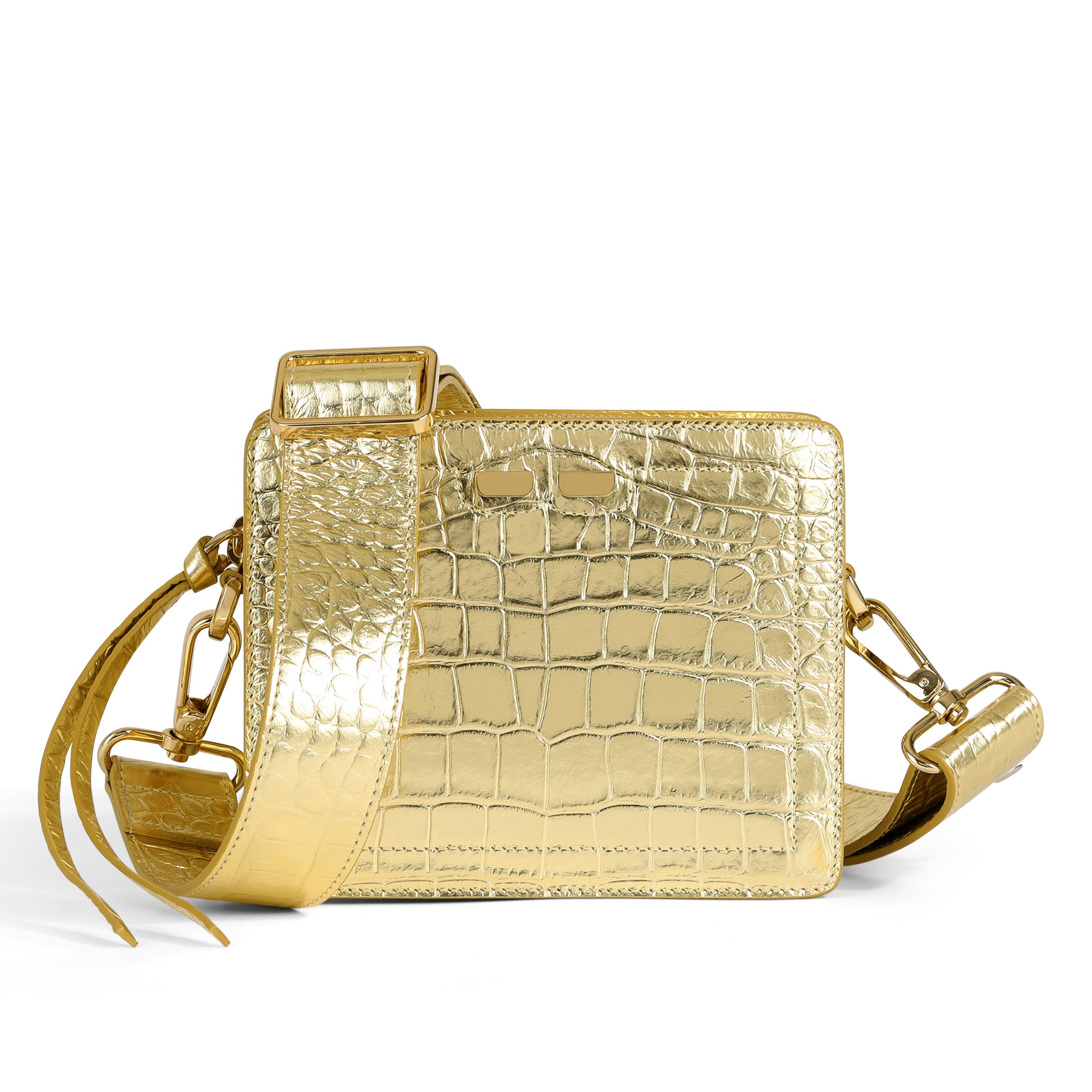 Gold croc deals bag