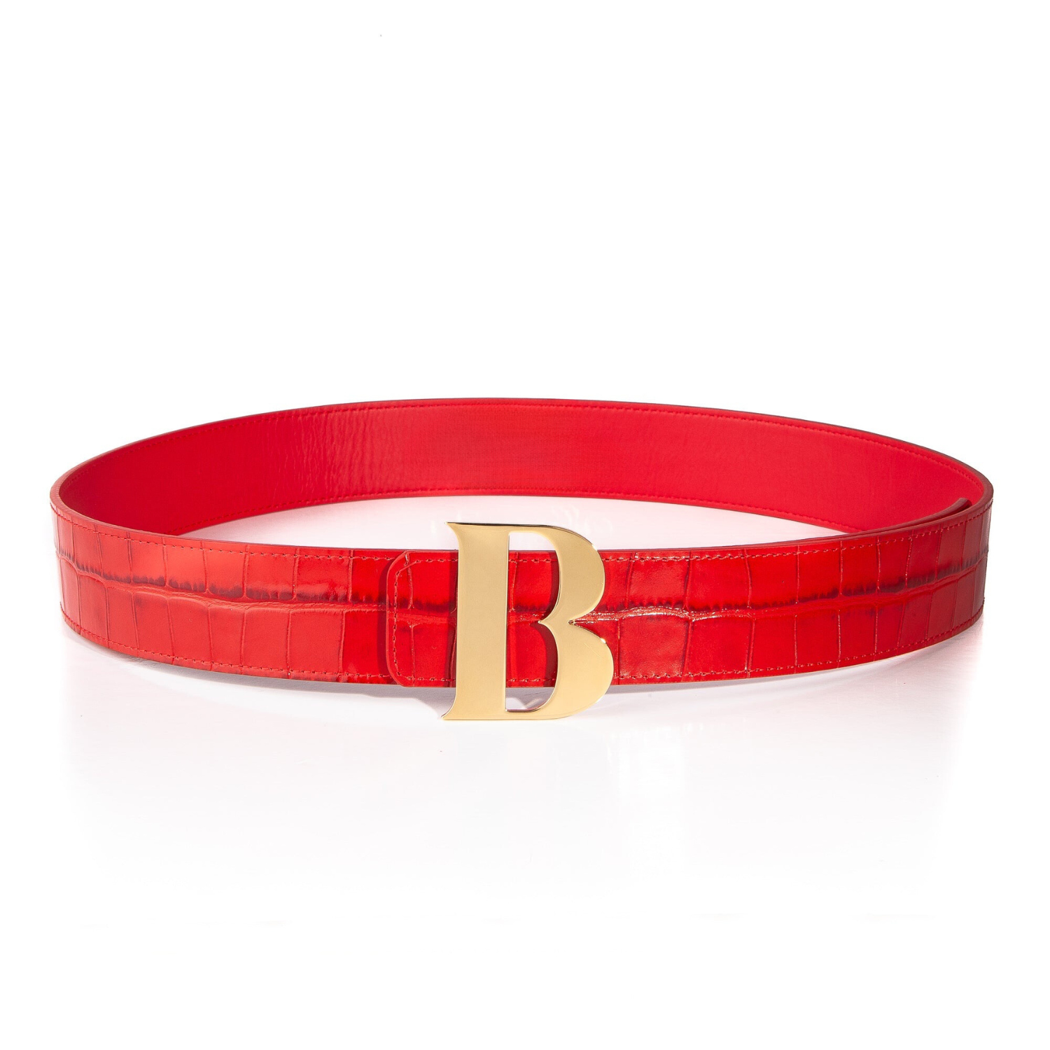 BENE B Leather Belt in Red Croc BENE Handbags