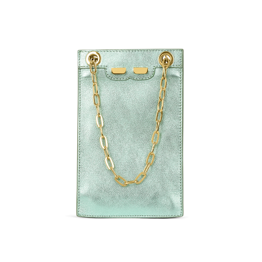 Catherine Cellphone Pouch in Metallic Mint