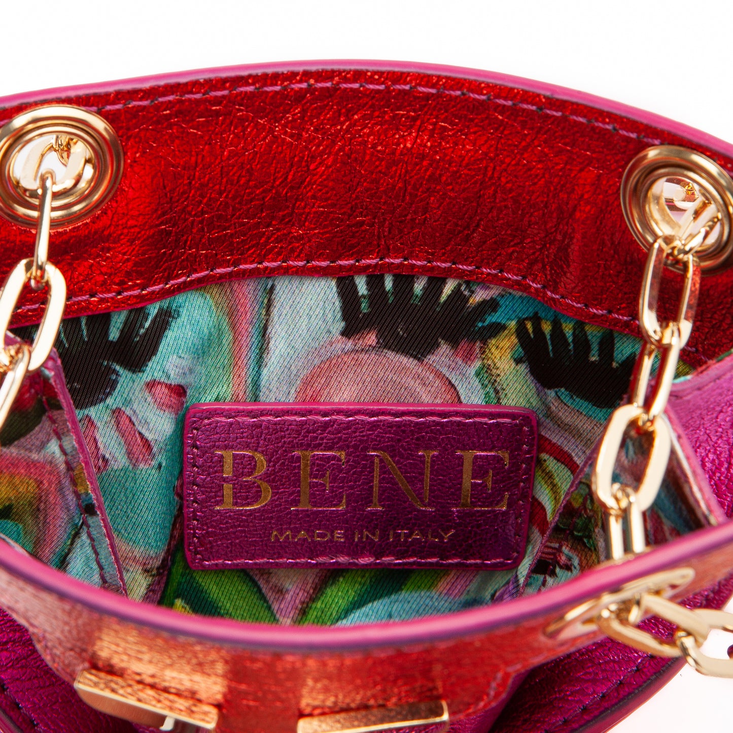 Catherine Cellphone Pouch in Metallic Pink with Red Trim