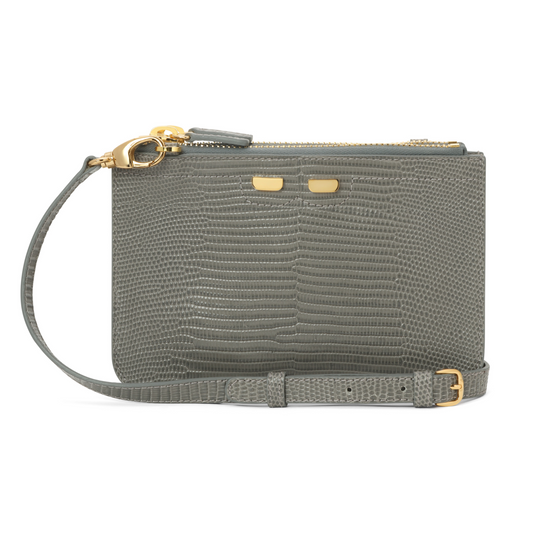 Peyton Double Zip in Grey Lizard