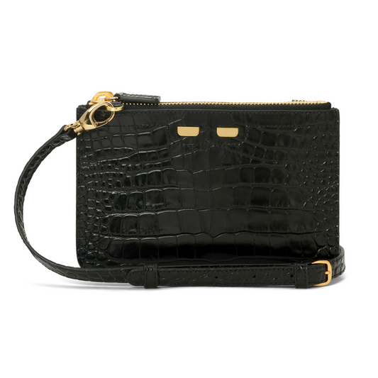 Peyton Double Zip in Black Croc