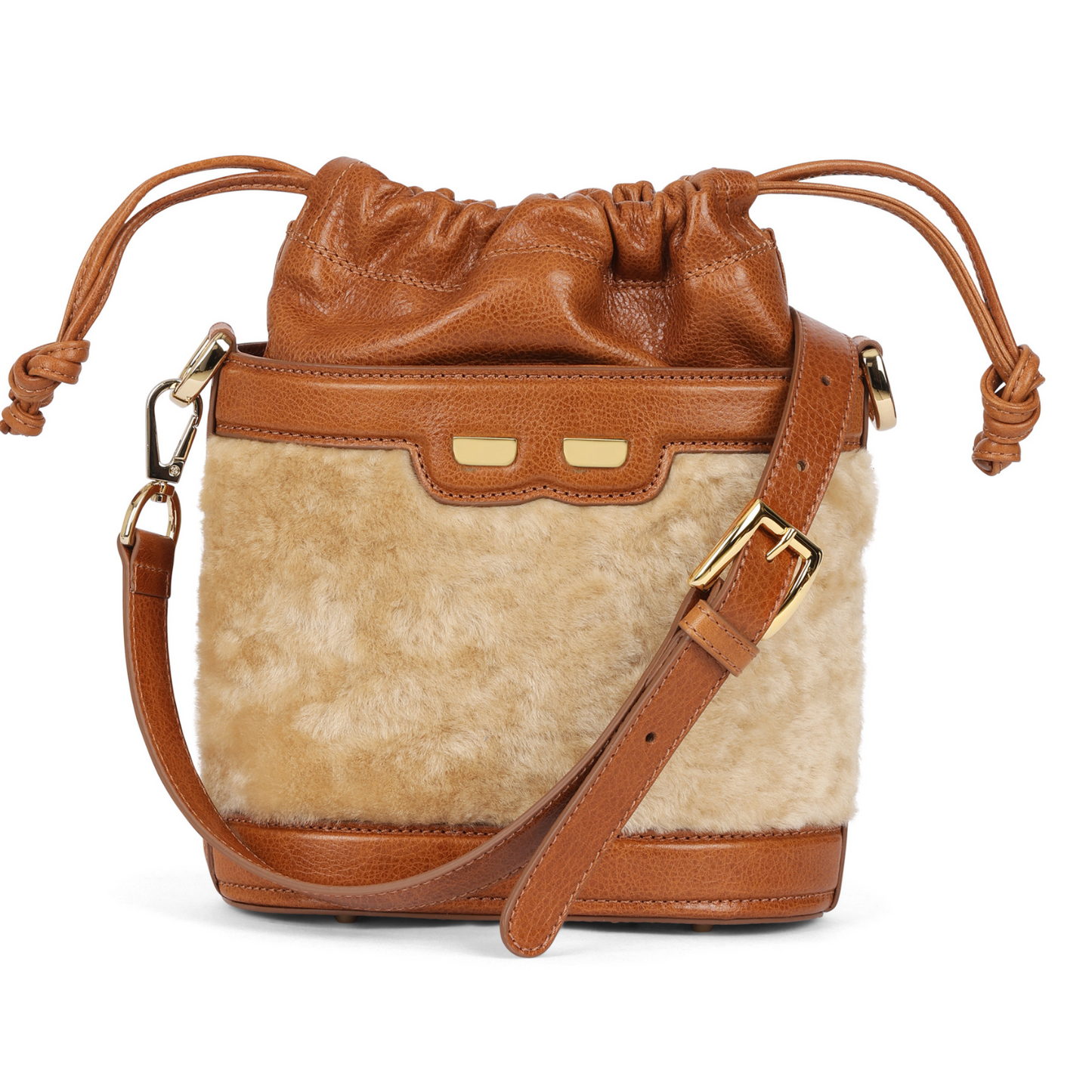 Byrd Bucket in Honey Fur and Buffalo Leather Trim