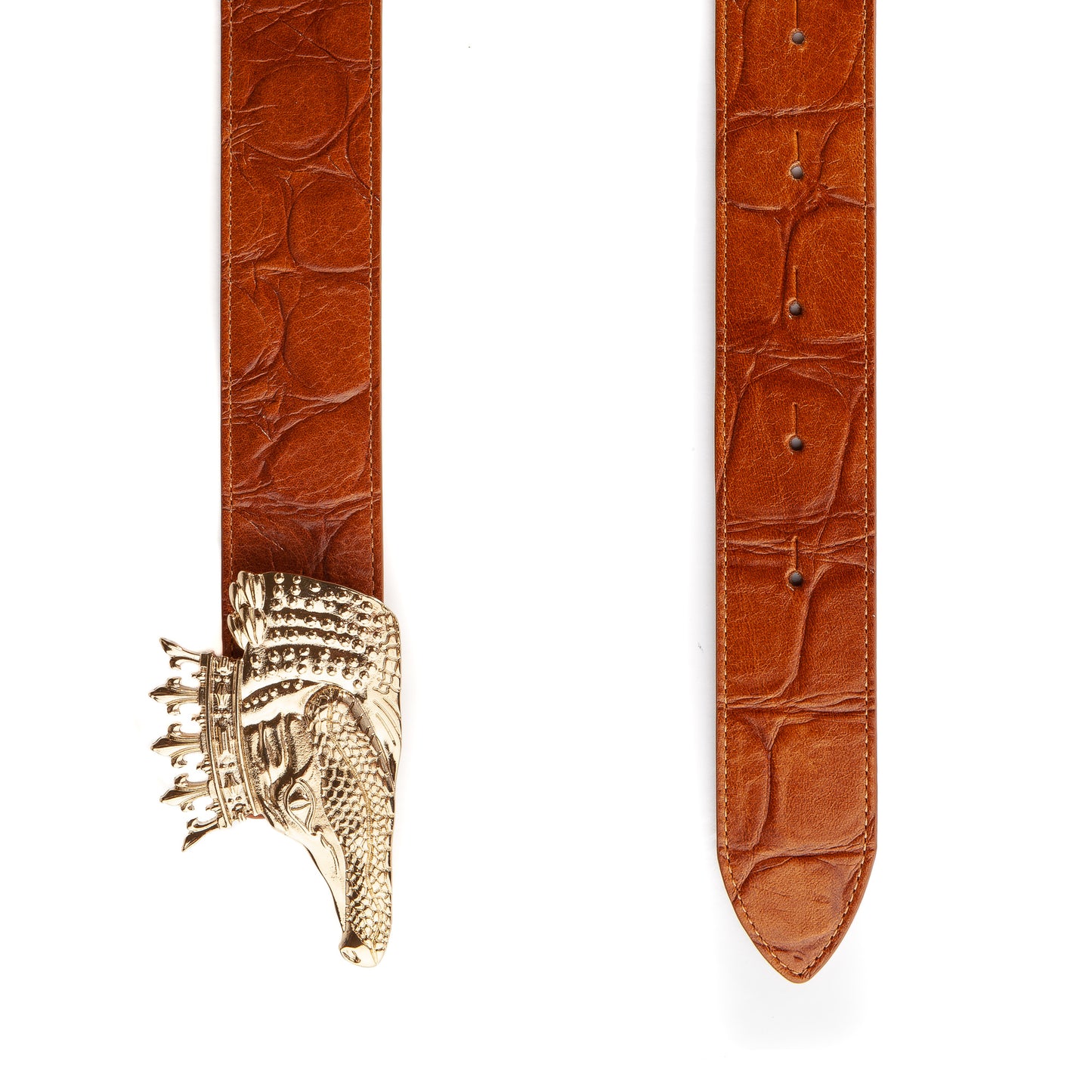 BENE x Alexa Pulitzer King Gator Leather Belt in Buffalo Croc