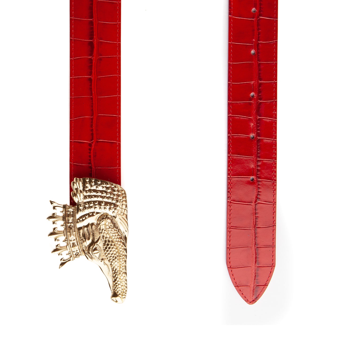 BENE x Alexa Pulitzer King Gator Leather Belt in Red Croc
