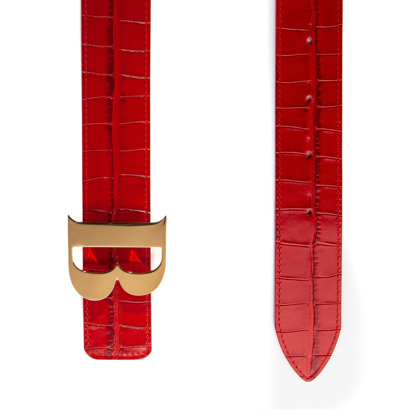 Leather Belt in Red Croc