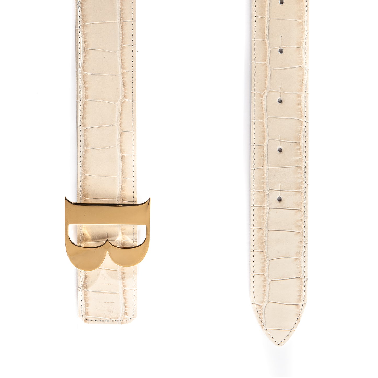 Leather Belt in Latte Croc