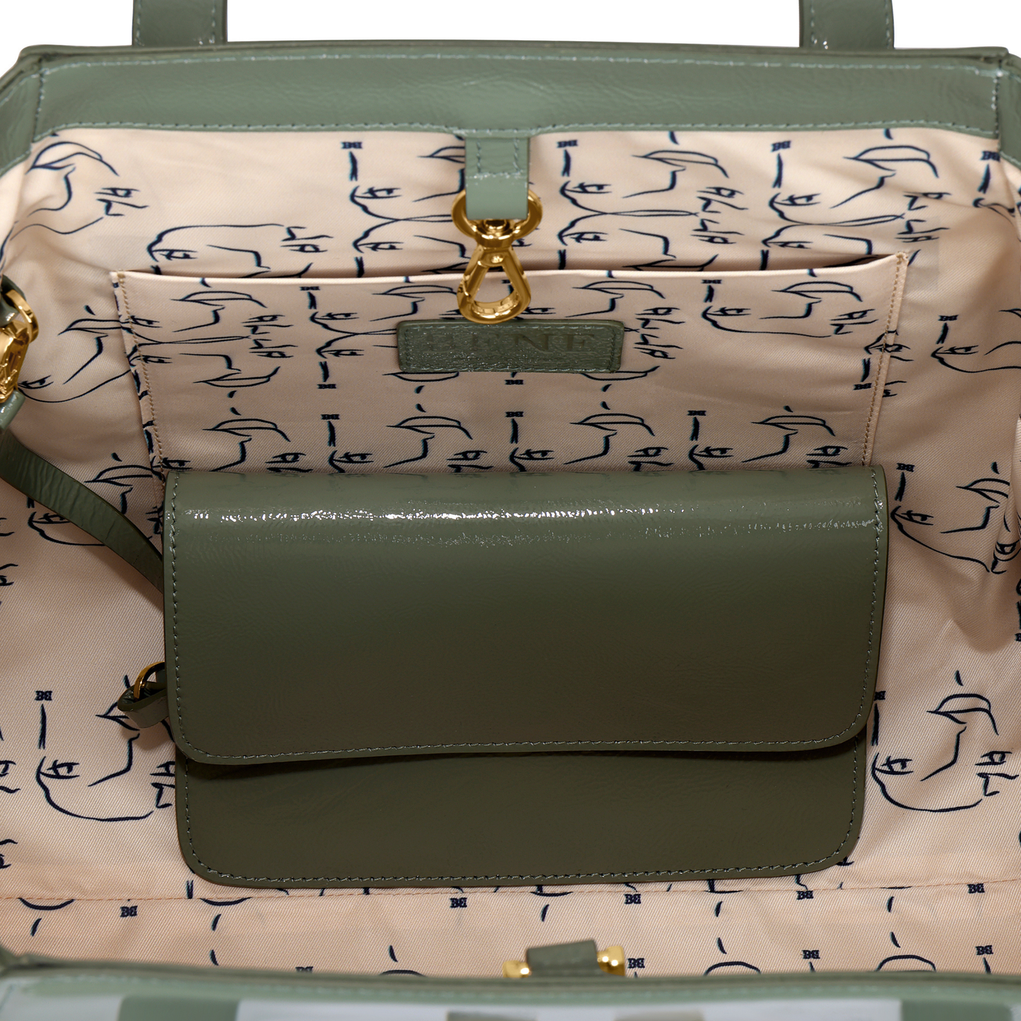 Page Tote in Sage Green Patent