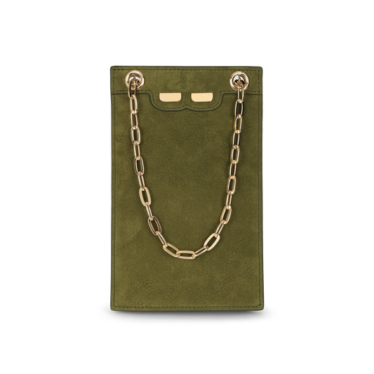Catherine Cellphone Pouch in Olive Nubuck