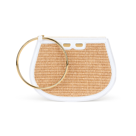 Ellie Bangle in Raffia & White