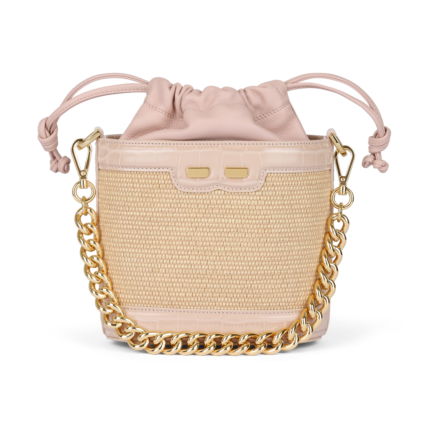 Byrd Bucket in Raffia and Blush Croc