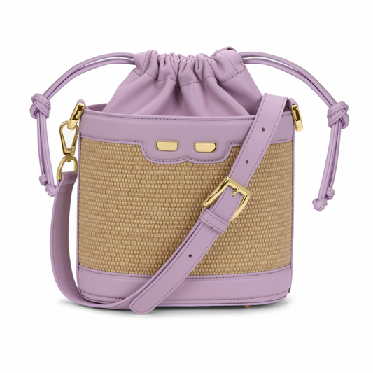 Byrd Bucket in Raffia and Lilac