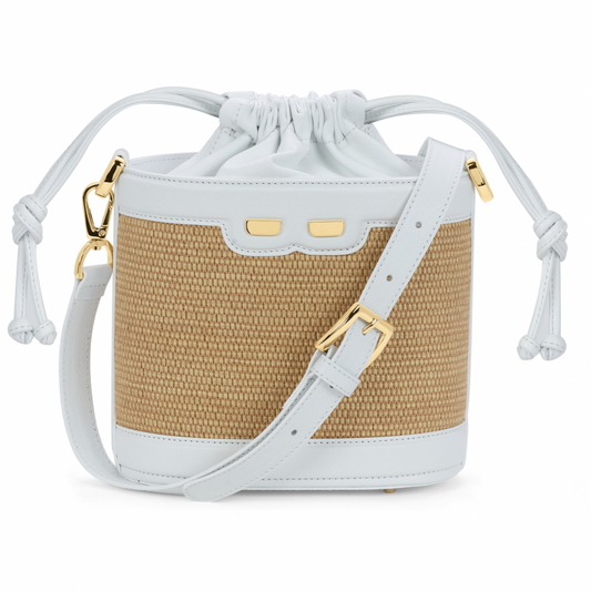 Byrd Bucket in Raffia and White