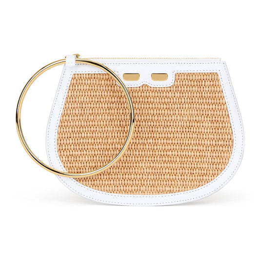 Ellie Bangle in Raffia & White