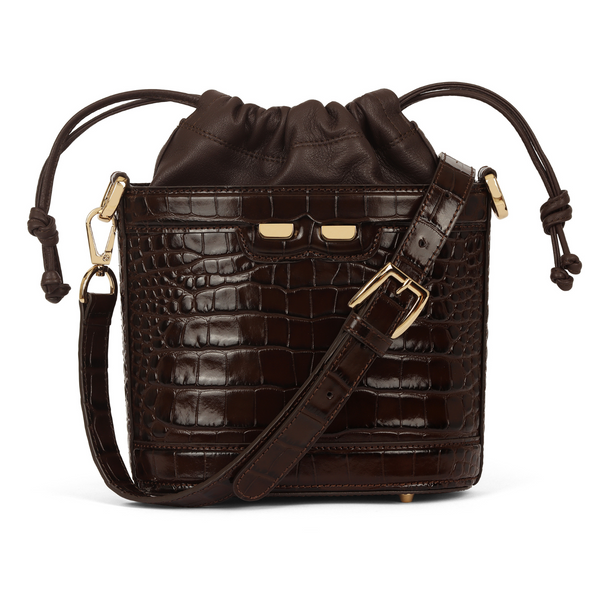 Byrd Bucket in Chocolate Croc – BENE Handbags