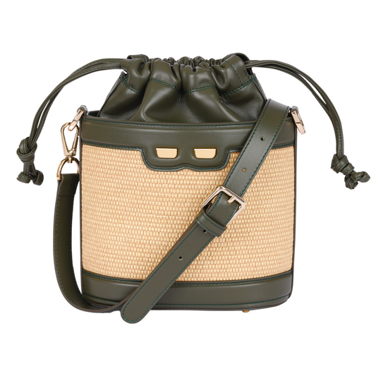 Byrd Bucket in Raffia and Olive