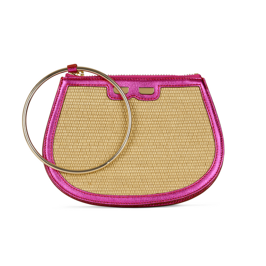 Ellie Bangle in Raffia & Metallic Pink