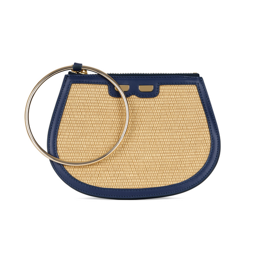 Ellie Bangle in Raffia & Blue