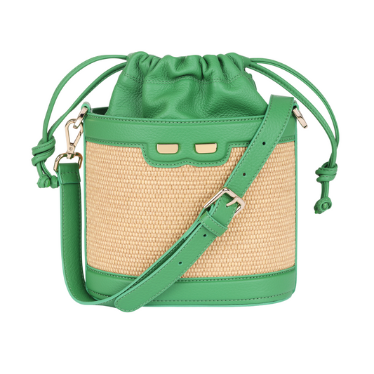 Byrd Bucket in Raffia and Green