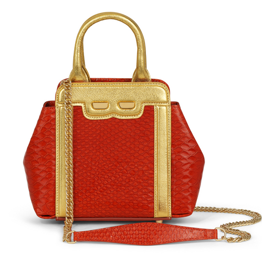 Mini Nott in Poppy Snake and Gold