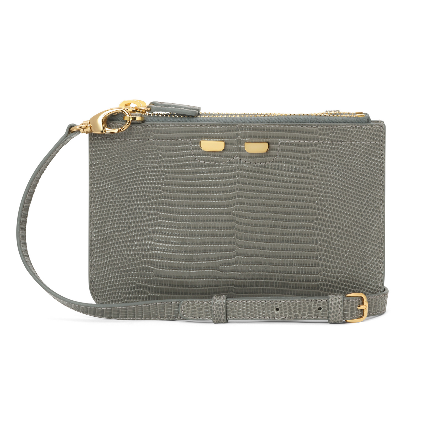 Peyton Double Zip in Grey Lizard
