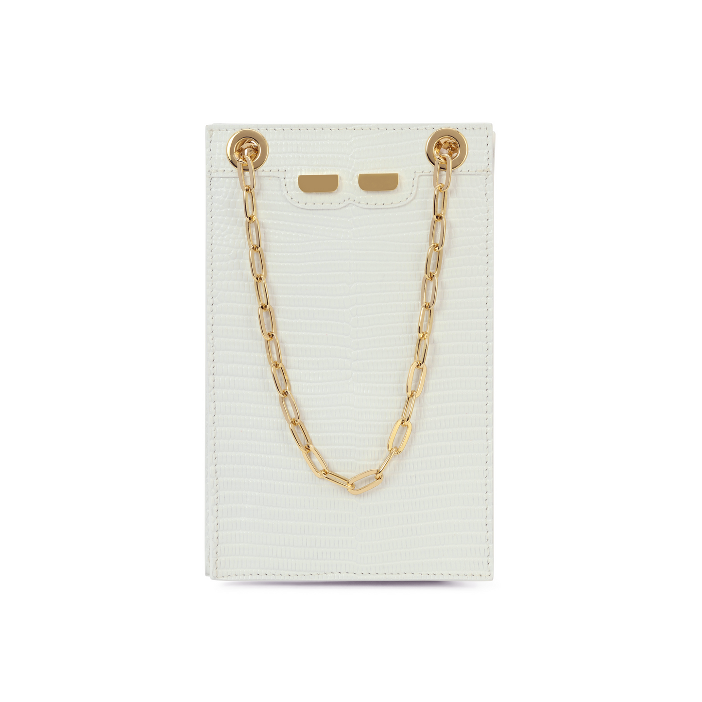 Catherine Cellphone Pouch in White Lizard