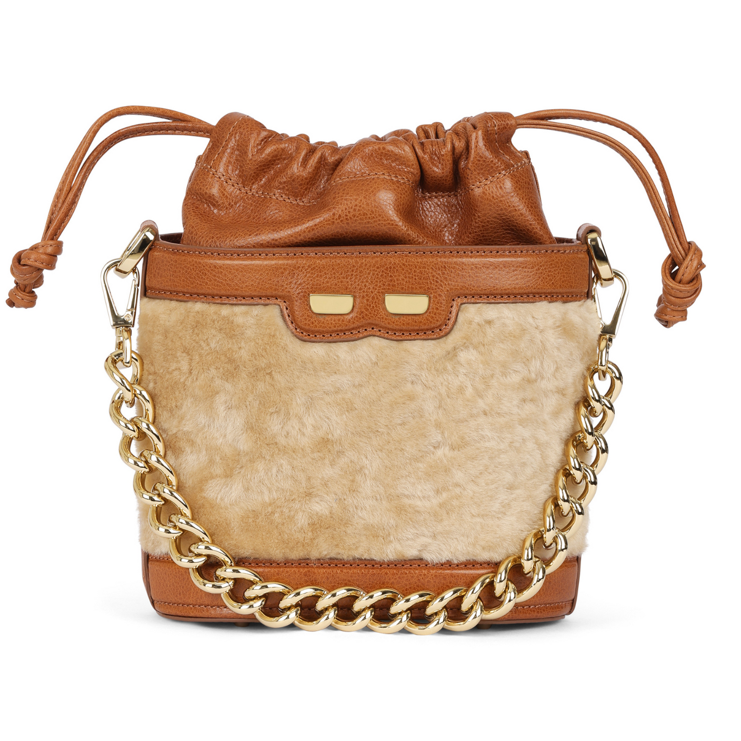 Byrd Bucket in Honey Fur and Buffalo Leather Trim