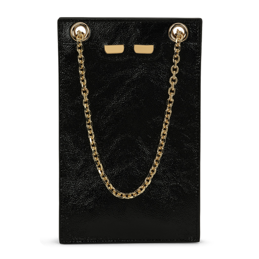 Catherine Cellphone Pouch in Black Patent