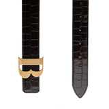 BENE B Leather Belt in Black Croc