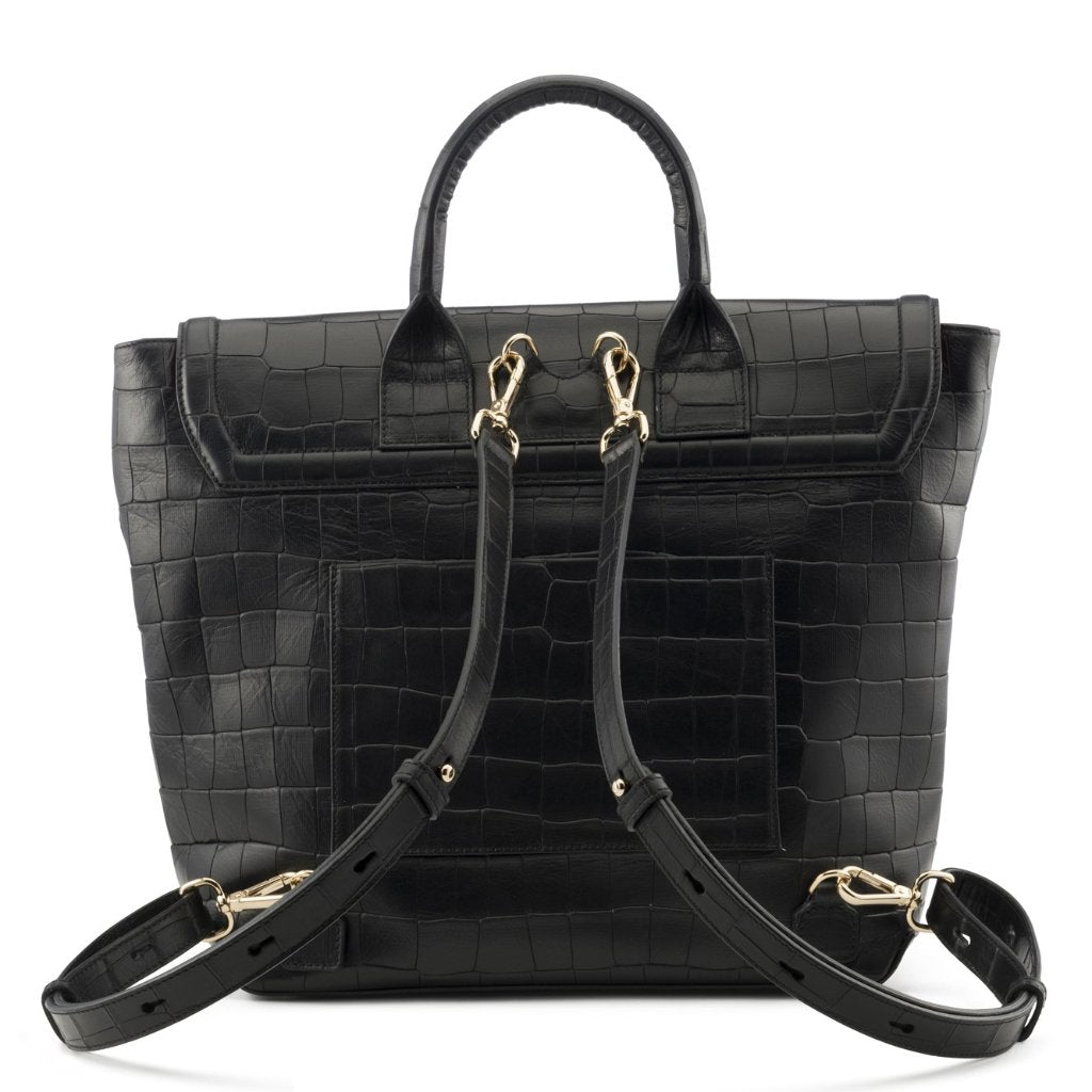 Blakemore in Black Alligator Stamp - BENE Handbags 