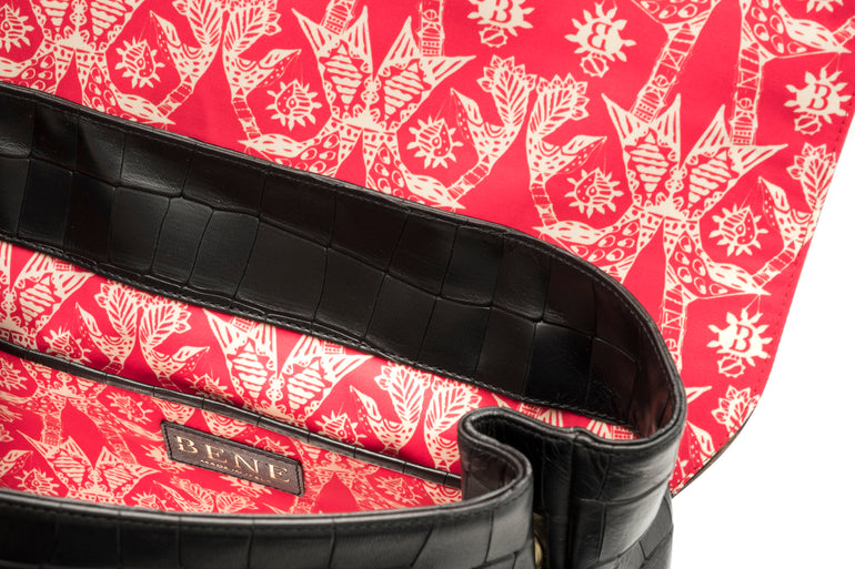 Blakemore in Black Alligator Stamp - BENE Handbags 
