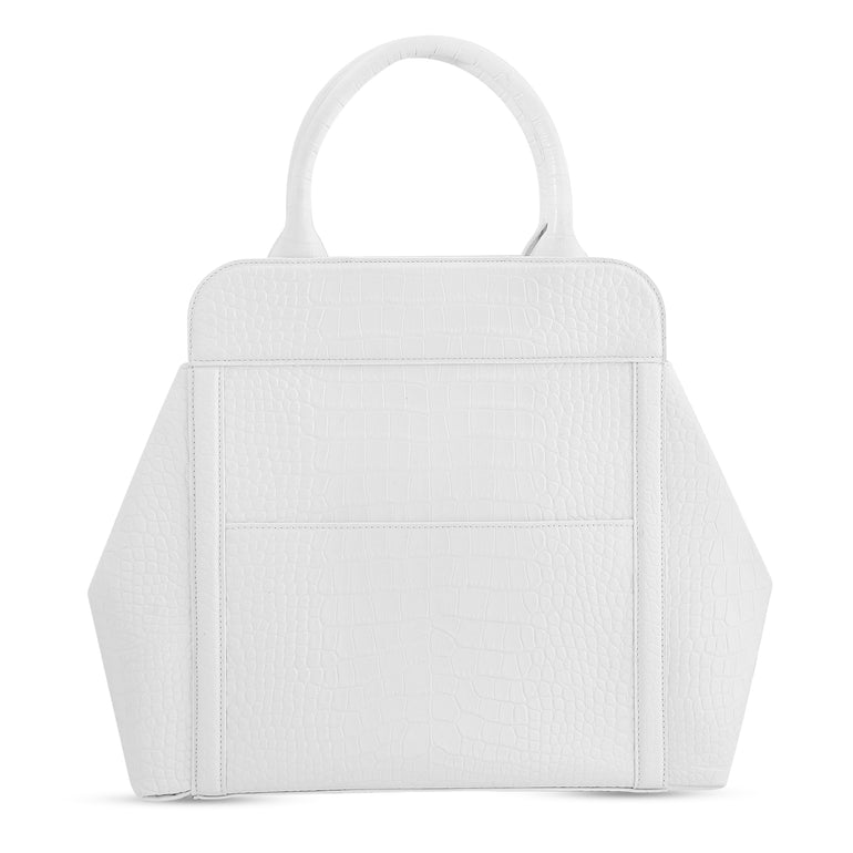 Nott in White Alligator Stamp - BENE Handbags 