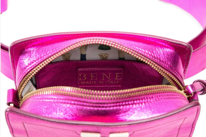 Crossbody Bag - Metallic Pink Leather