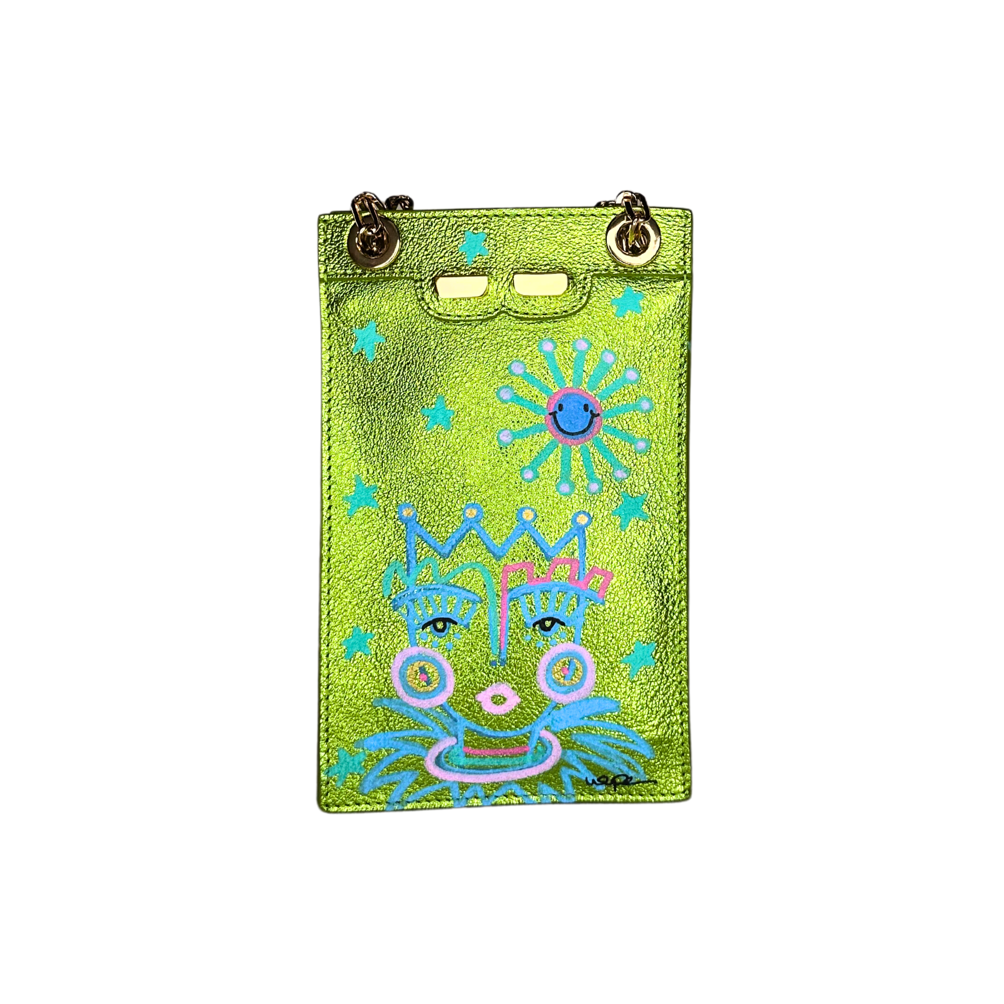Catherine Cellphone Pouch in Metallic Lime