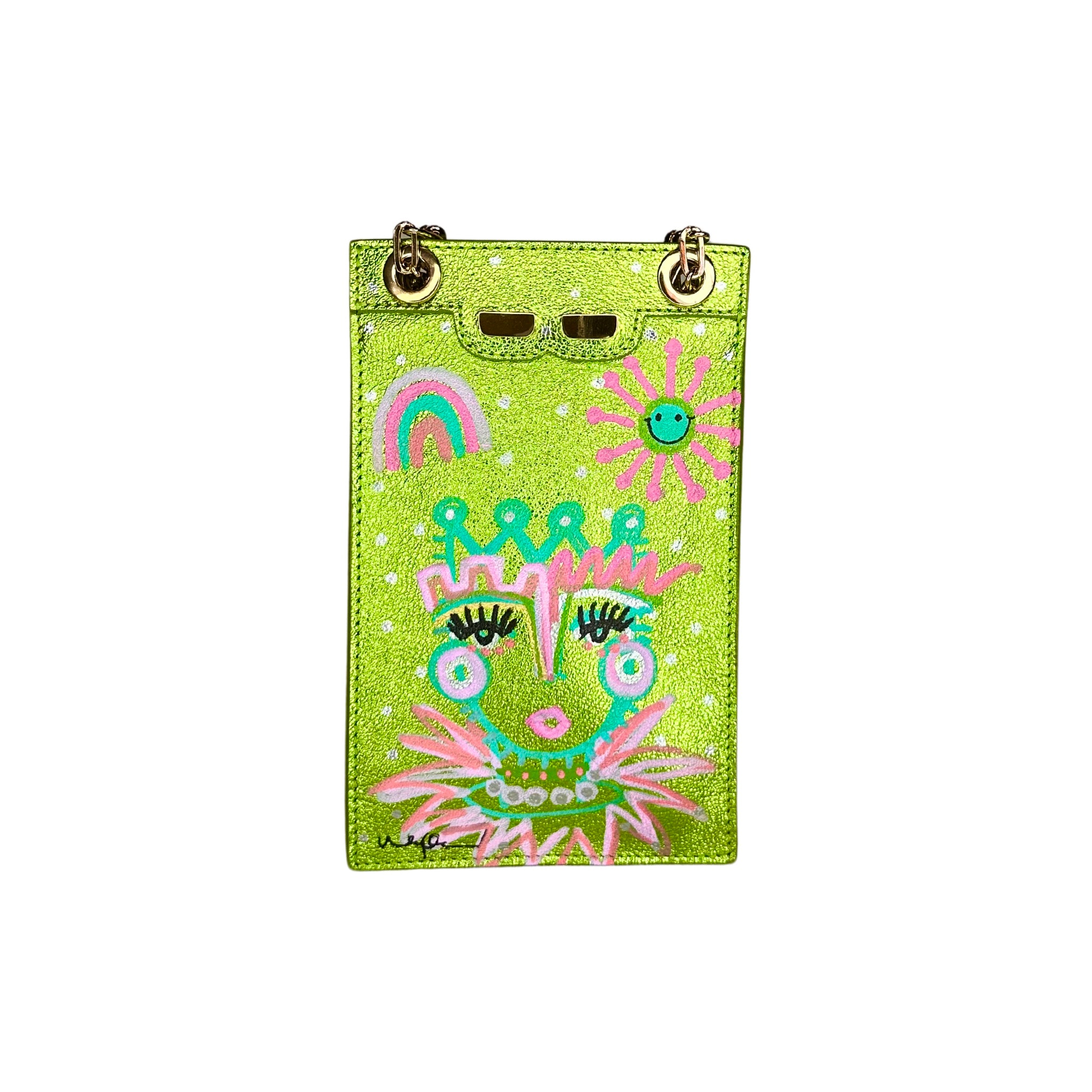 Catherine Cellphone Pouch in Metallic Lime