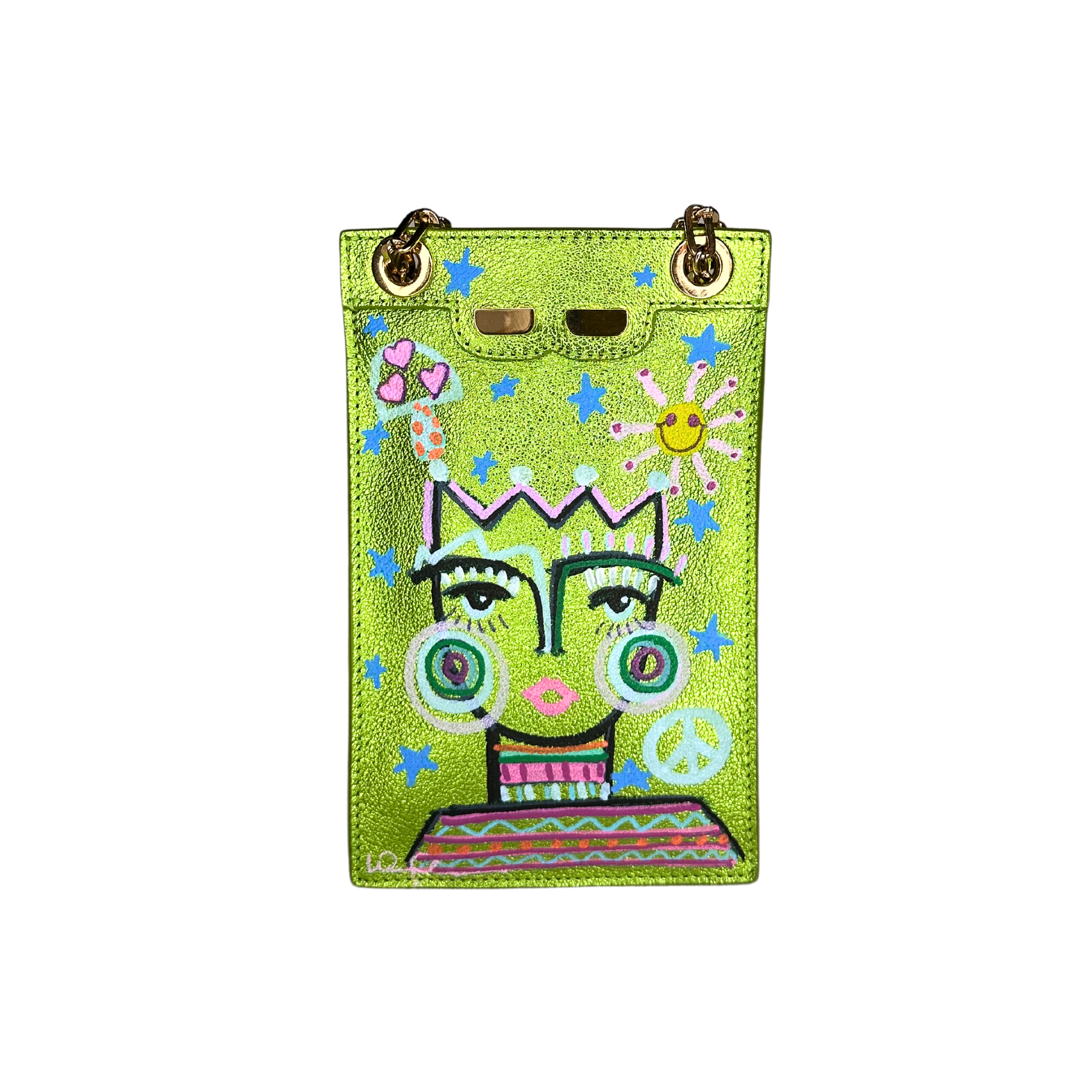 Catherine Cellphone Pouch in Metallic Lime