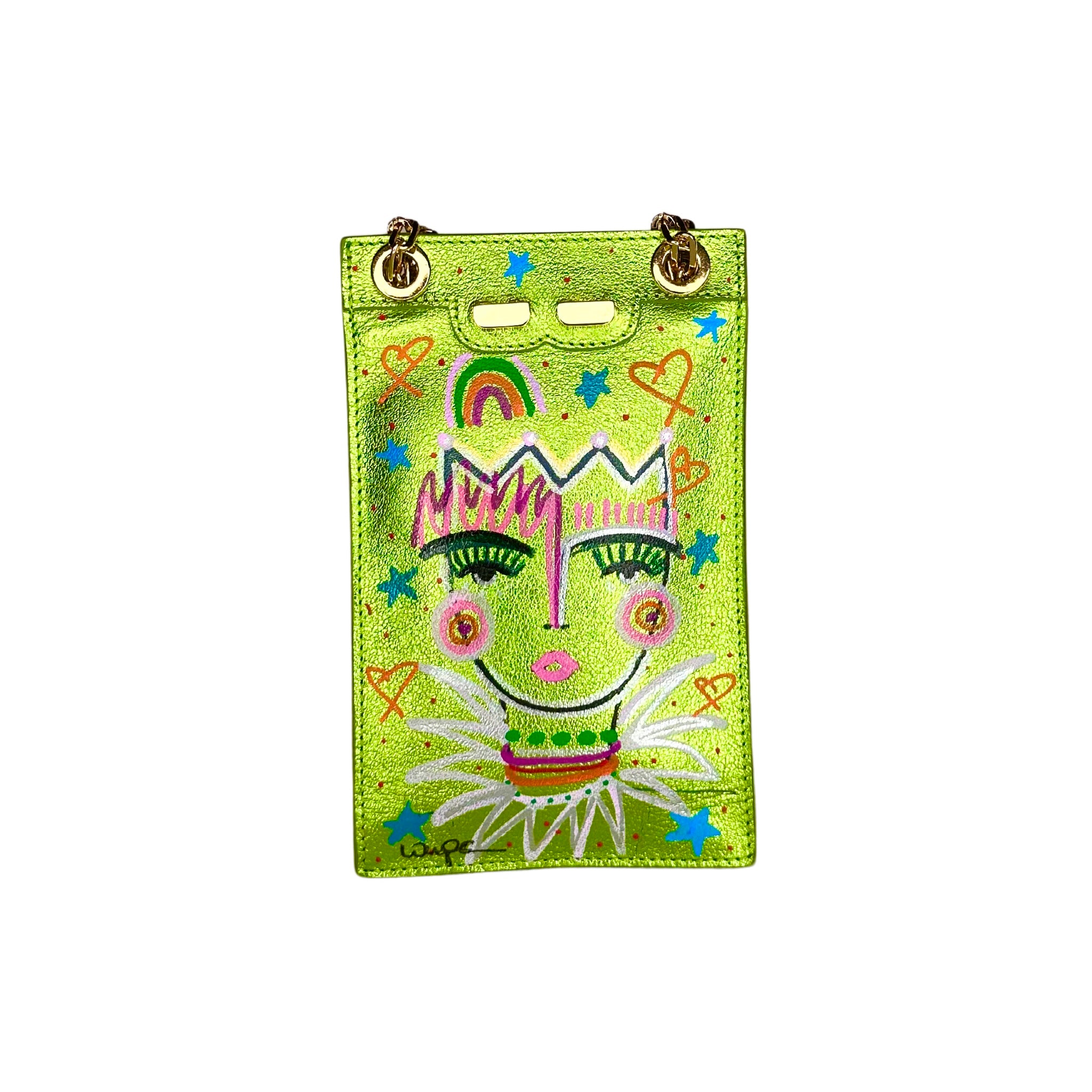 Catherine Cellphone Pouch in Metallic Lime