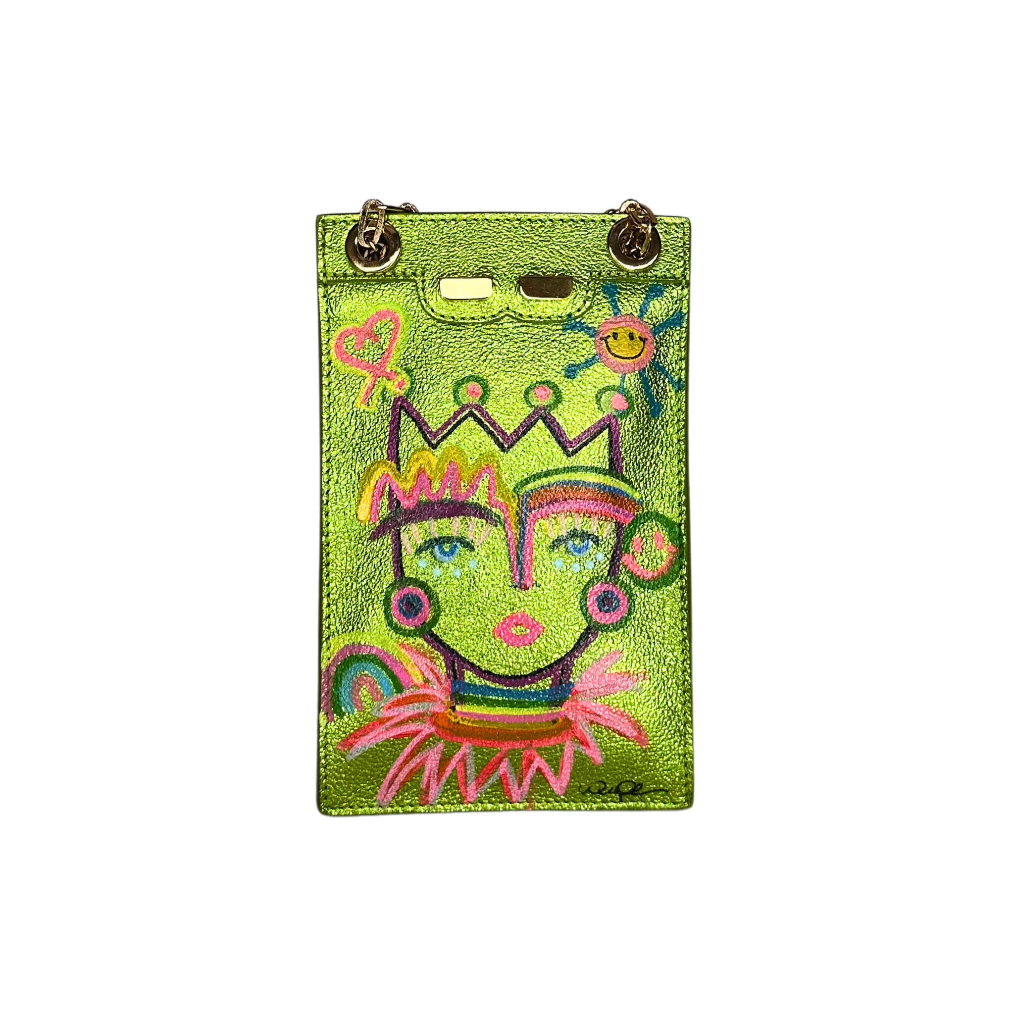 Catherine Cellphone Pouch in Metallic Lime