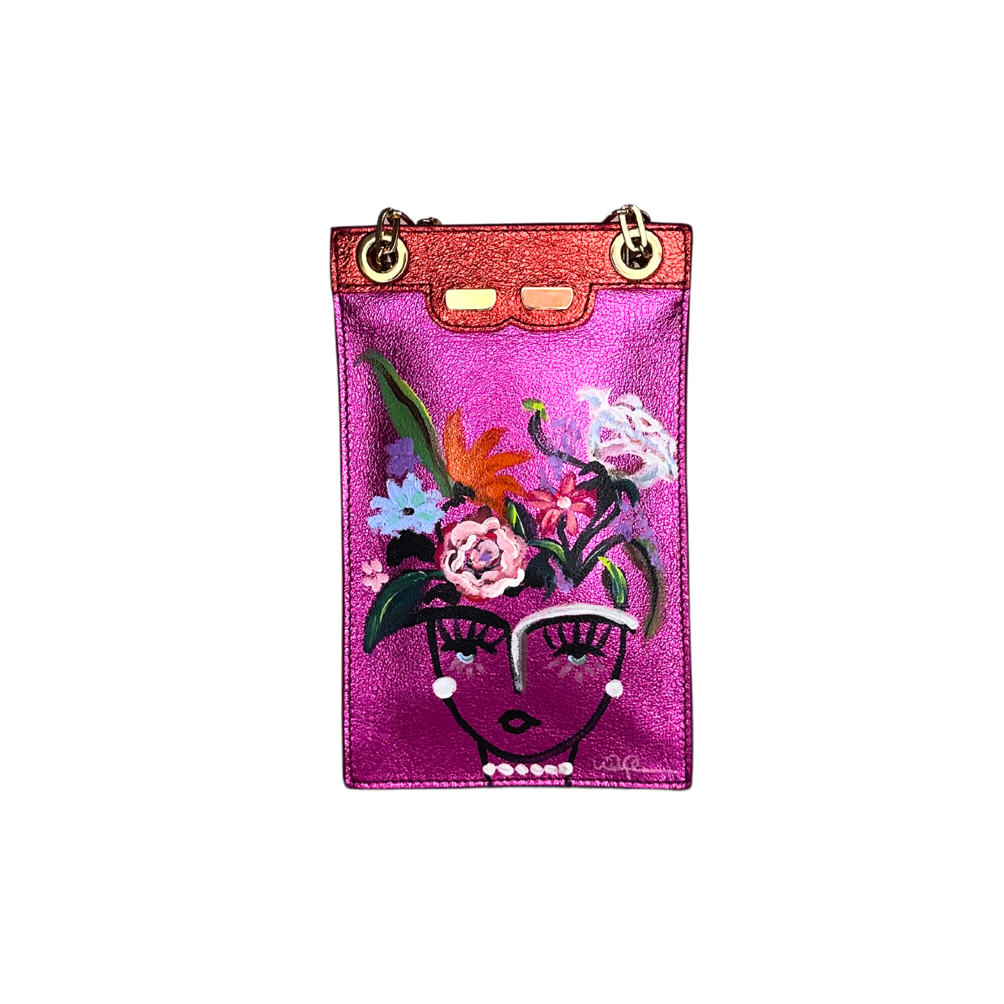 Catherine Cellphone Pouch in Pink and Red Trim
