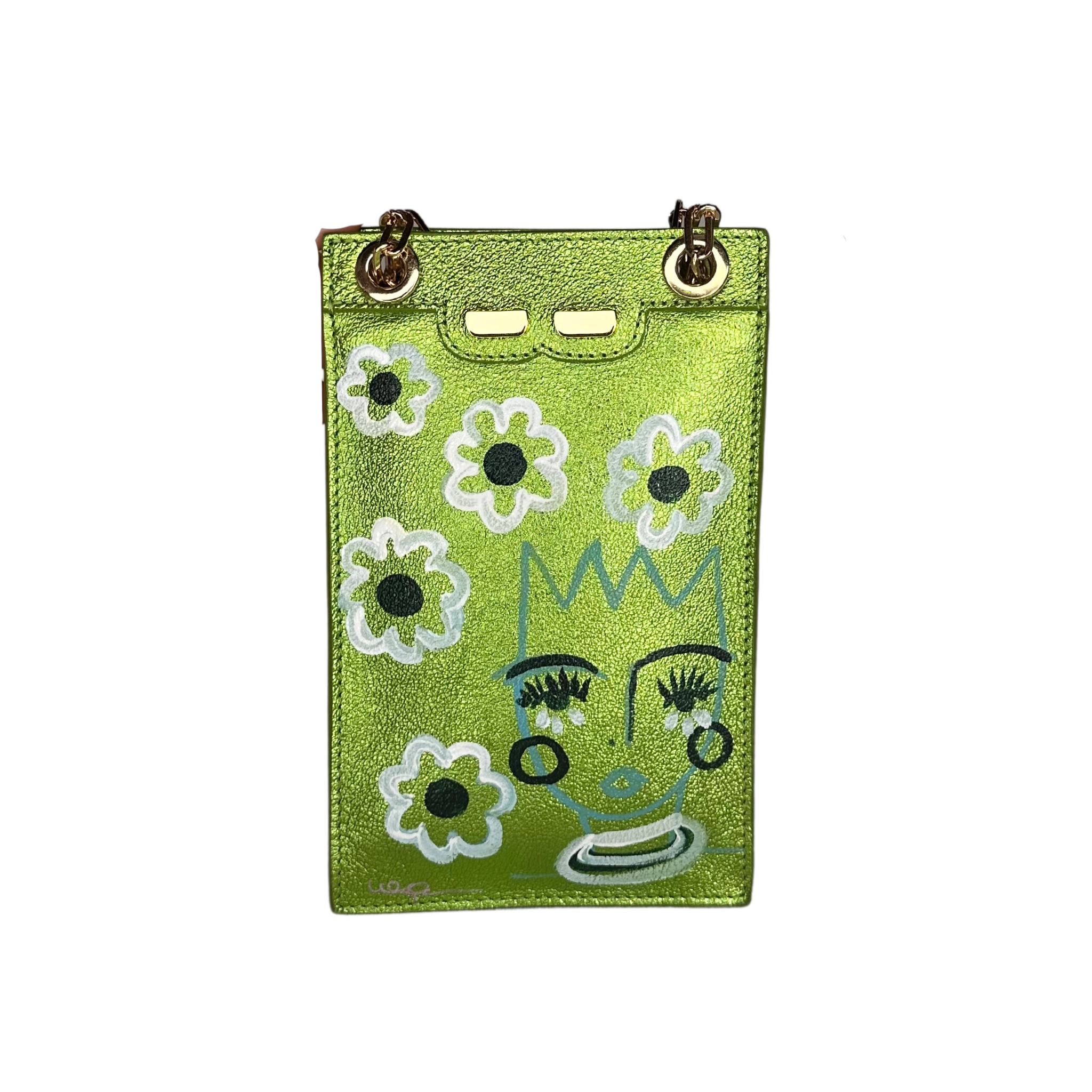 Catherine Cellphone Pouch in Metallic Lime