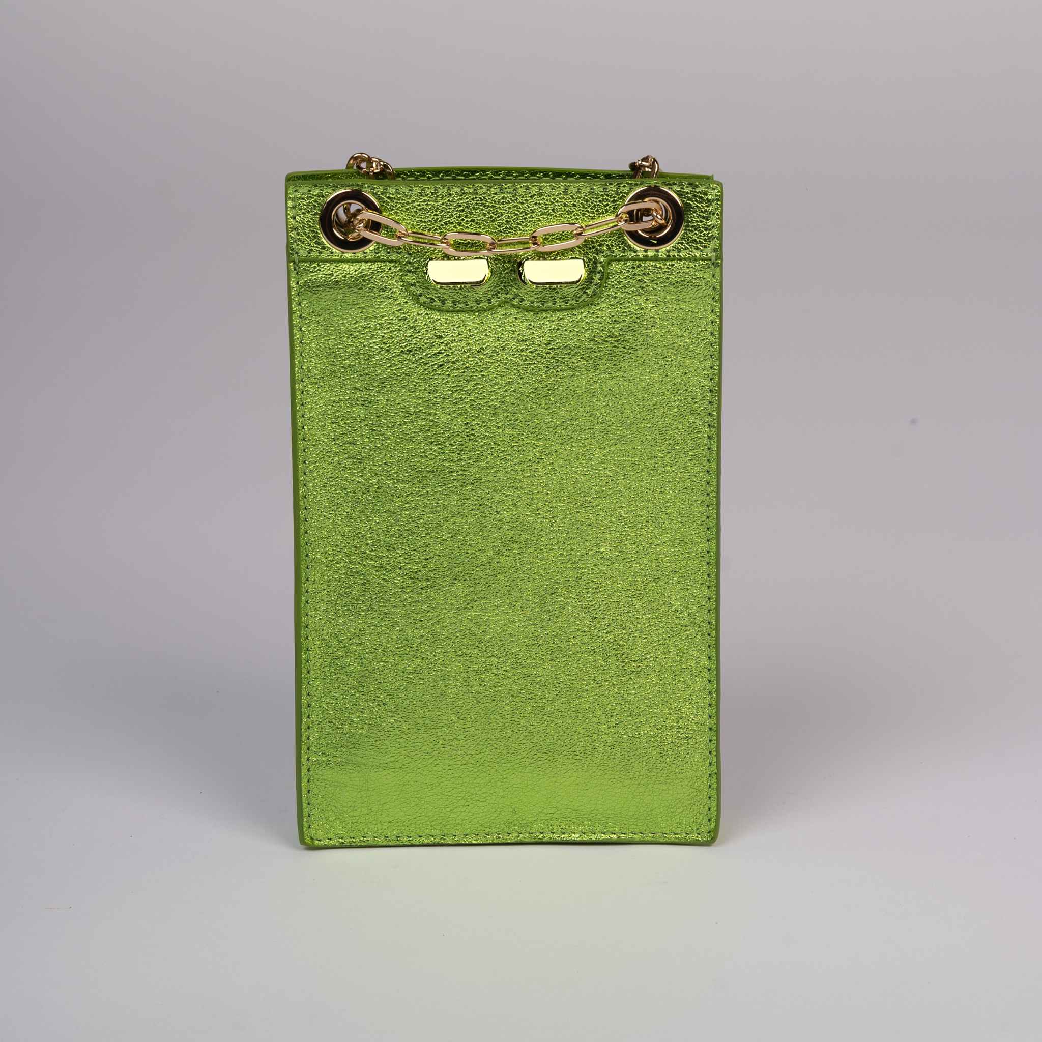 Catherine Cellphone Pouch in Metallic Lime