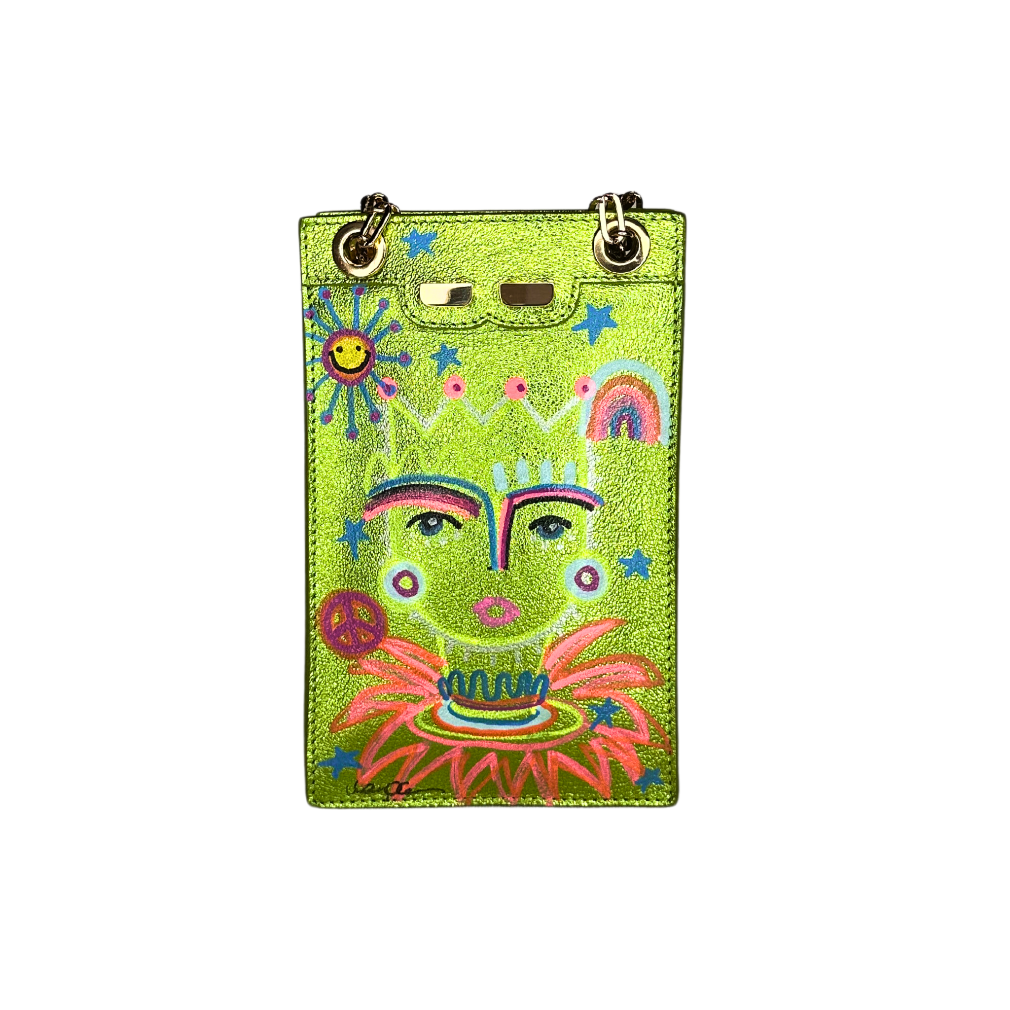 Catherine Cellphone Pouch in Metallic Lime