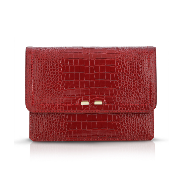 Caffery in Red Alligator Stamp - BENE Handbags 