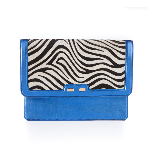 Caffery in Metallic Royal Blue and Zebra Calf Hair